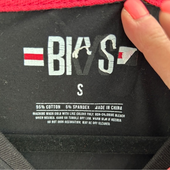 Bias Black Love Allover Print Embroidered Short Sleeve Tee Small - Picture 5 of 5